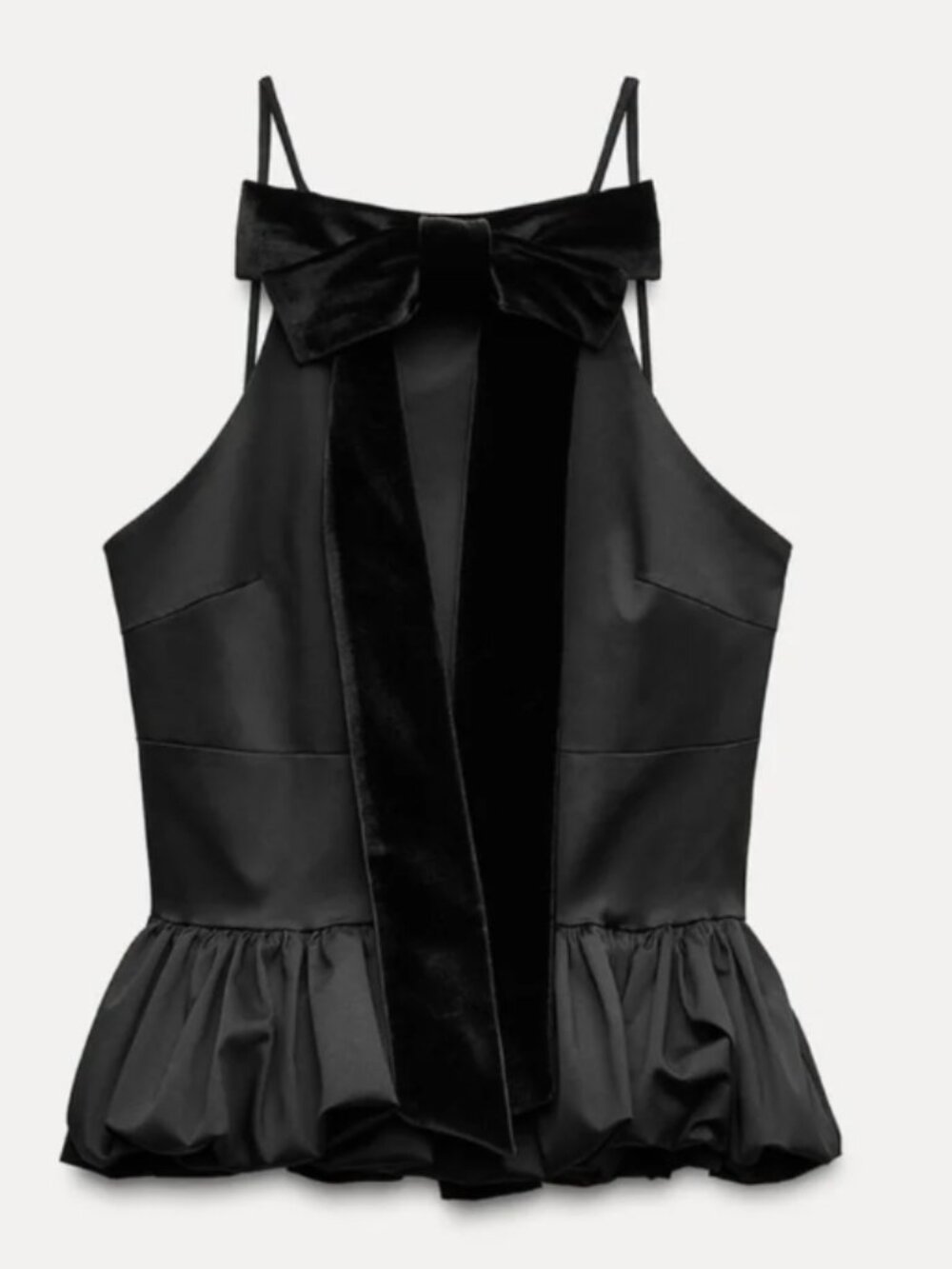 Zara Velvet Bow Peplum Cami Top NWOT Size Small